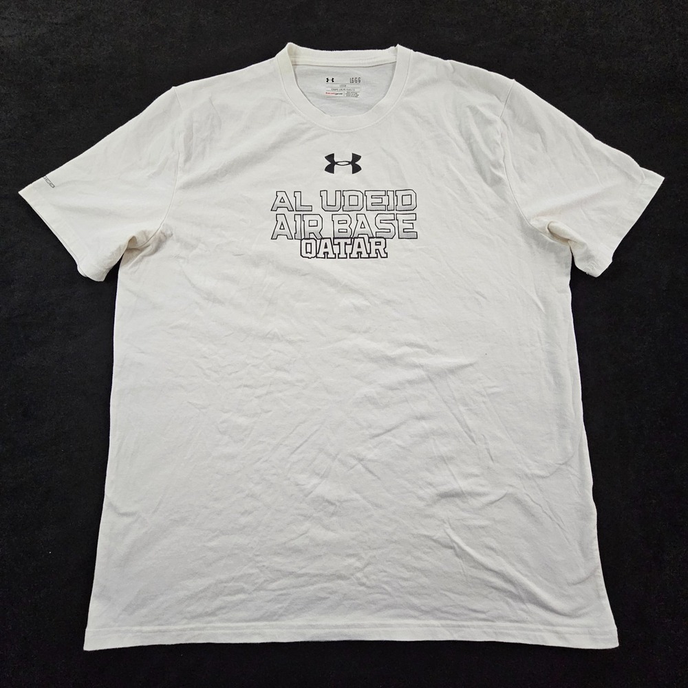Al Udeid Air Base Qatar Under Armour Loose White Short Sleeve T-Shirt Men's L